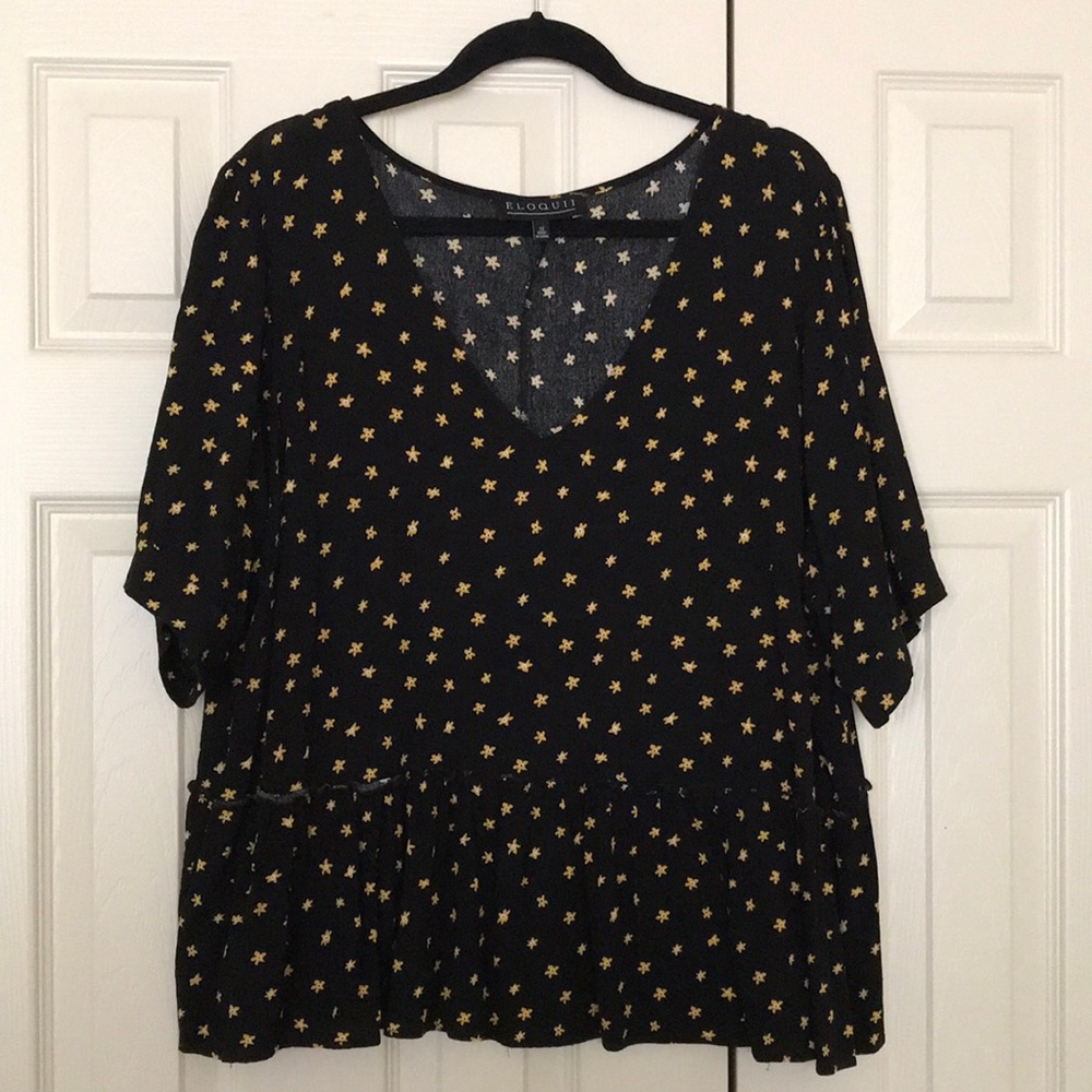 Eloquii V Neck Peplum Top Size 22